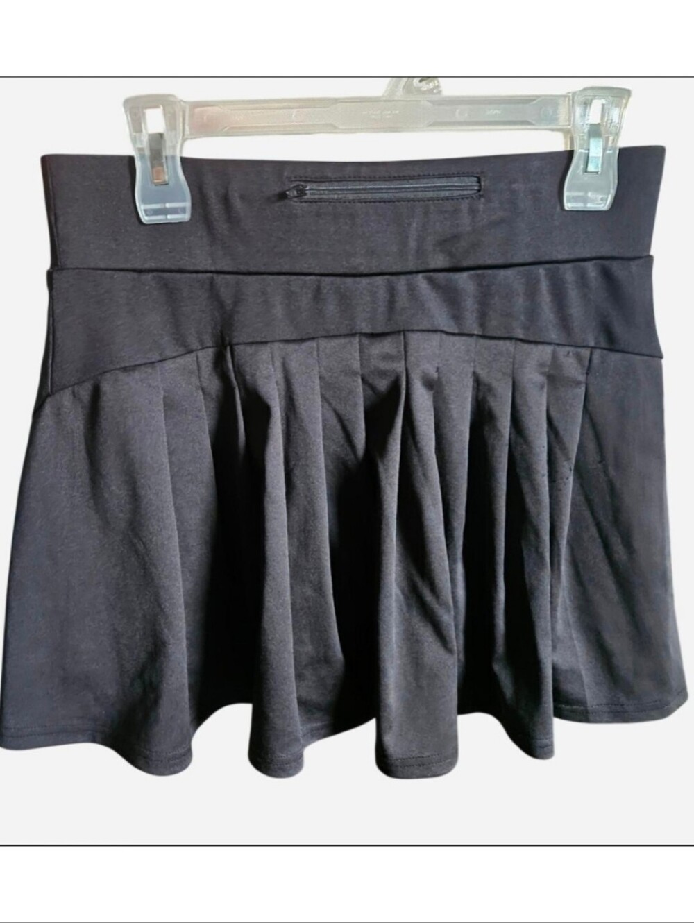 Black Pleated Athletic Tennis Skort Extra Large XL High Waisted Zipper Pocket
